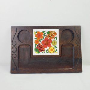 Vintage 60's Charcuterie Board Floral Tile Square